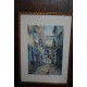 Eau forte aquatinte en couleurs  Ruelle du Vieux Paris Signée Baron marcel Julien (1872-1956)